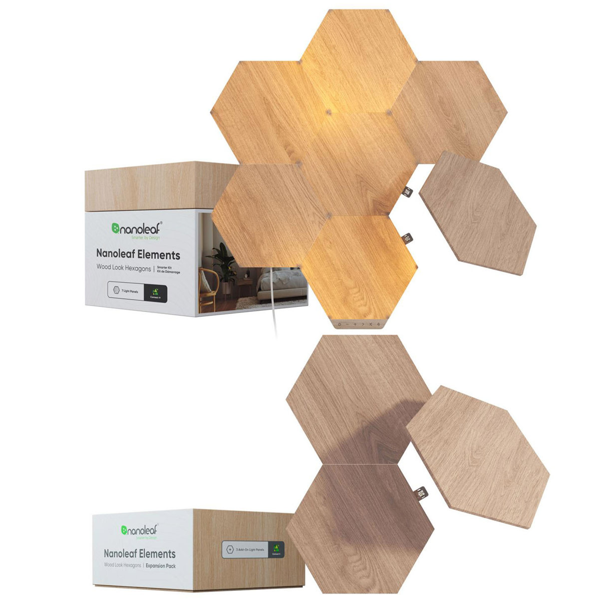 

Nanoleaf Elements Wood Look Hexagons Smarter Kit with 10x Light Panels