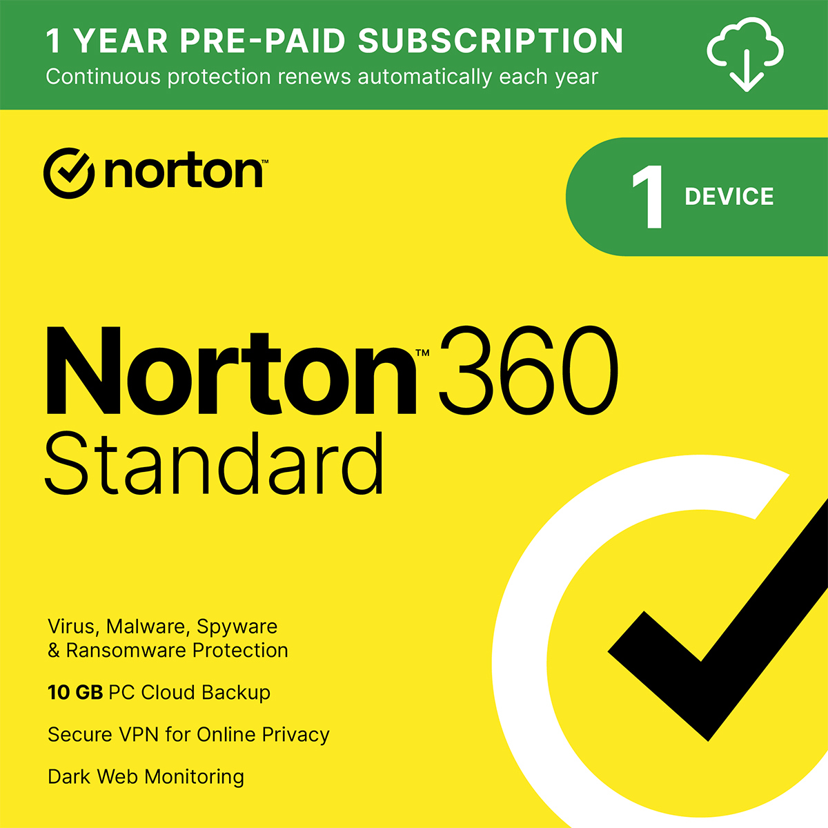 Image of Norton 360 Standard 1-Year Security Software License