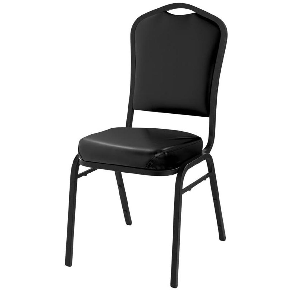 

National Public Seating 9300 Vinyl Stack Chair, Black Seat, Black Sandtex Frame