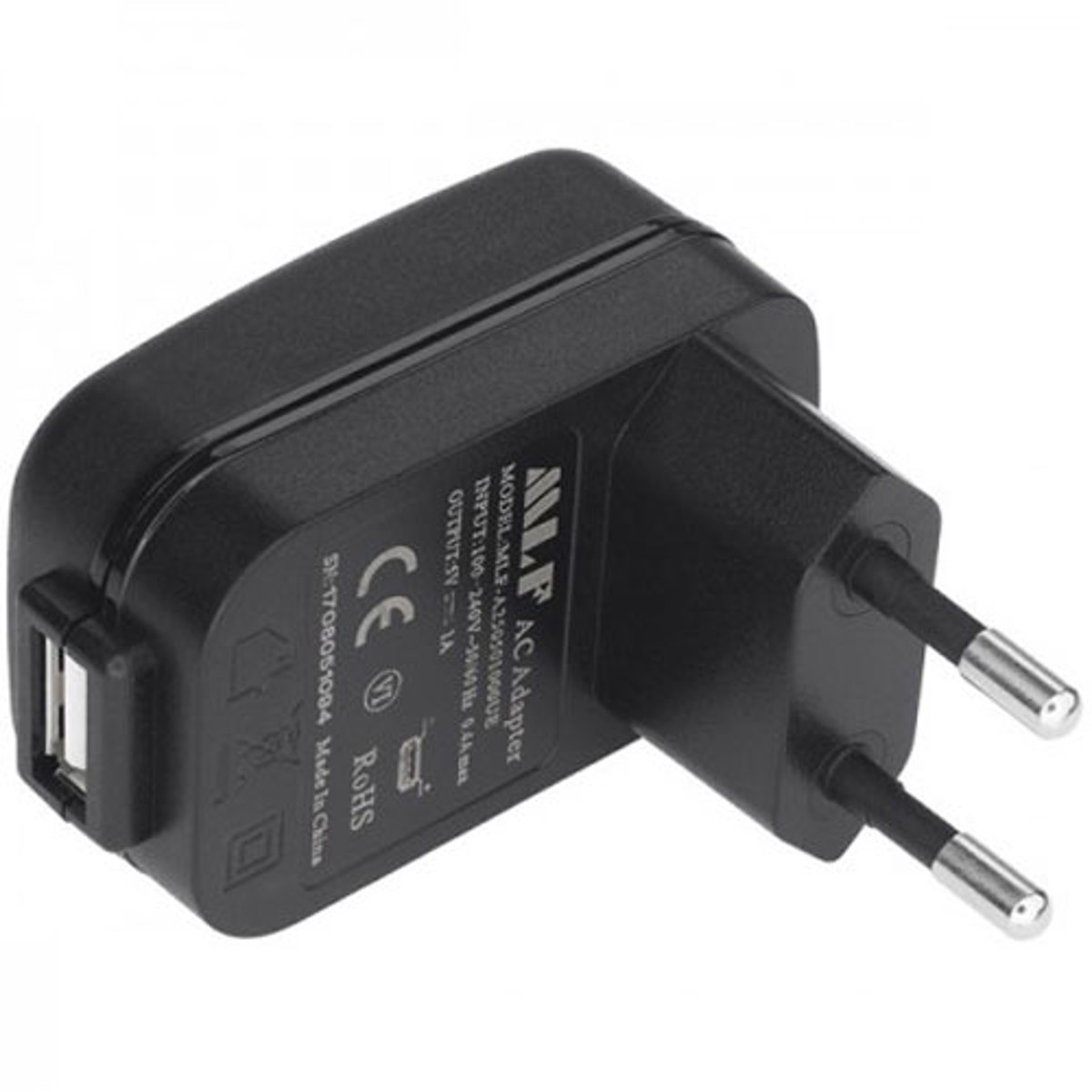 Image of Nightstick USB Type A to Male EU AC Power Plug Adapter