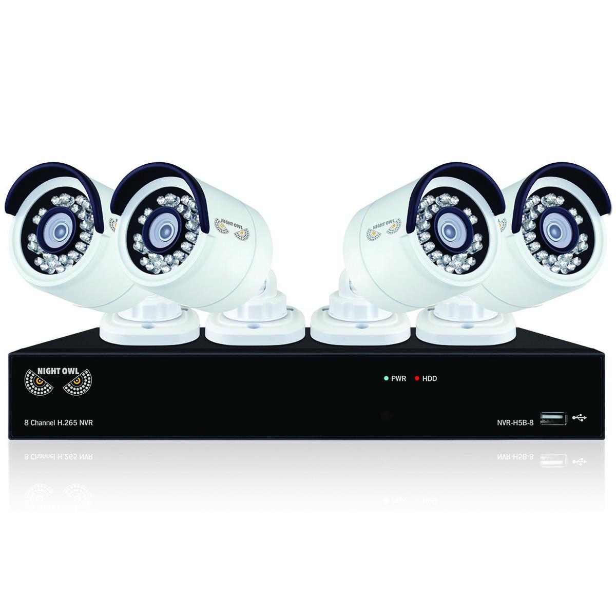 Night Owl 8 CH H.265 NVR with 2TB HDD & 4x 2K Wired IP Cameras -  B-4MH5-842
