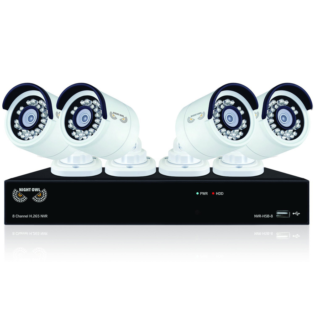 Night Owl 8 CH H.265 NVR with 2TB HDD & 4x 2K Wired IP Cameras -  B-4MH5-842