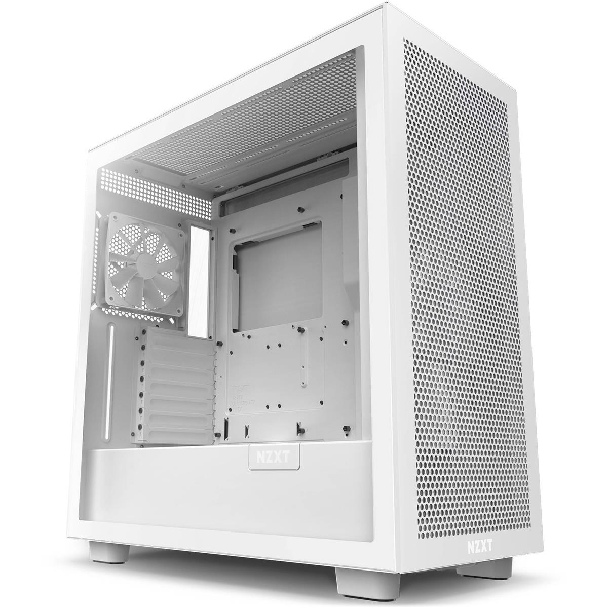 Image of NZXT H7 Flow RGB Tempered Glass ATX Mid-Tower Case Matte White