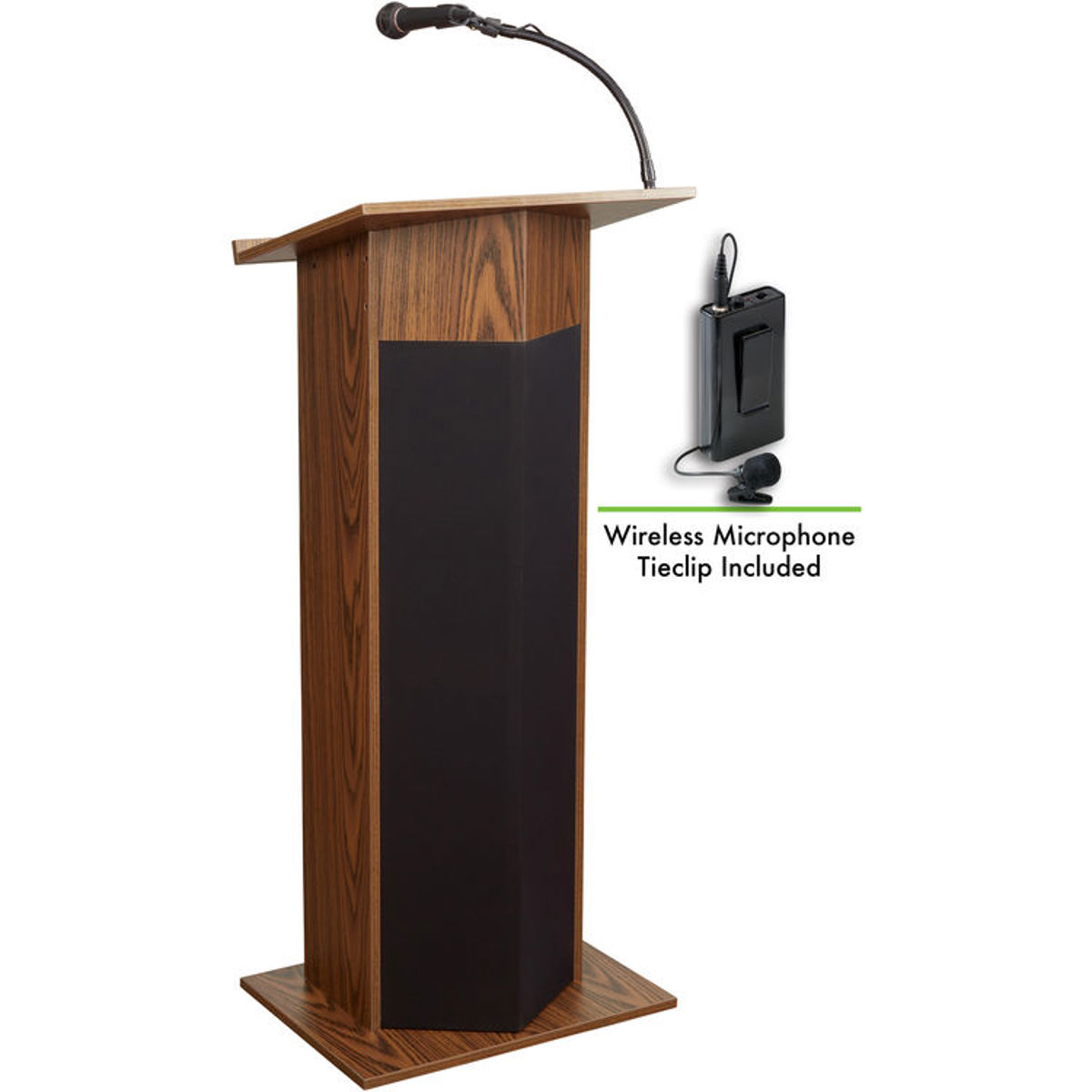 

Oklahoma Sound Power Plus 111PLS Lectern with Tie Clip/Lavalier Mic, Medium Oak