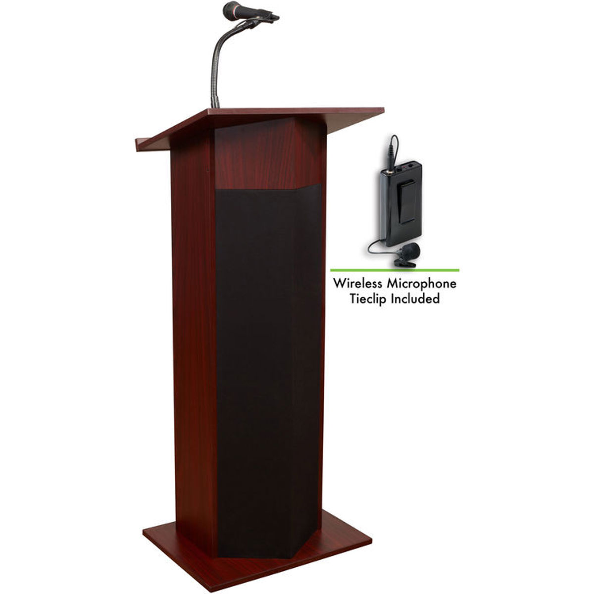 

Oklahoma Sound Power Plus 111PLS Lectern with Tie Clip/Lavalier Mic, Mahogany
