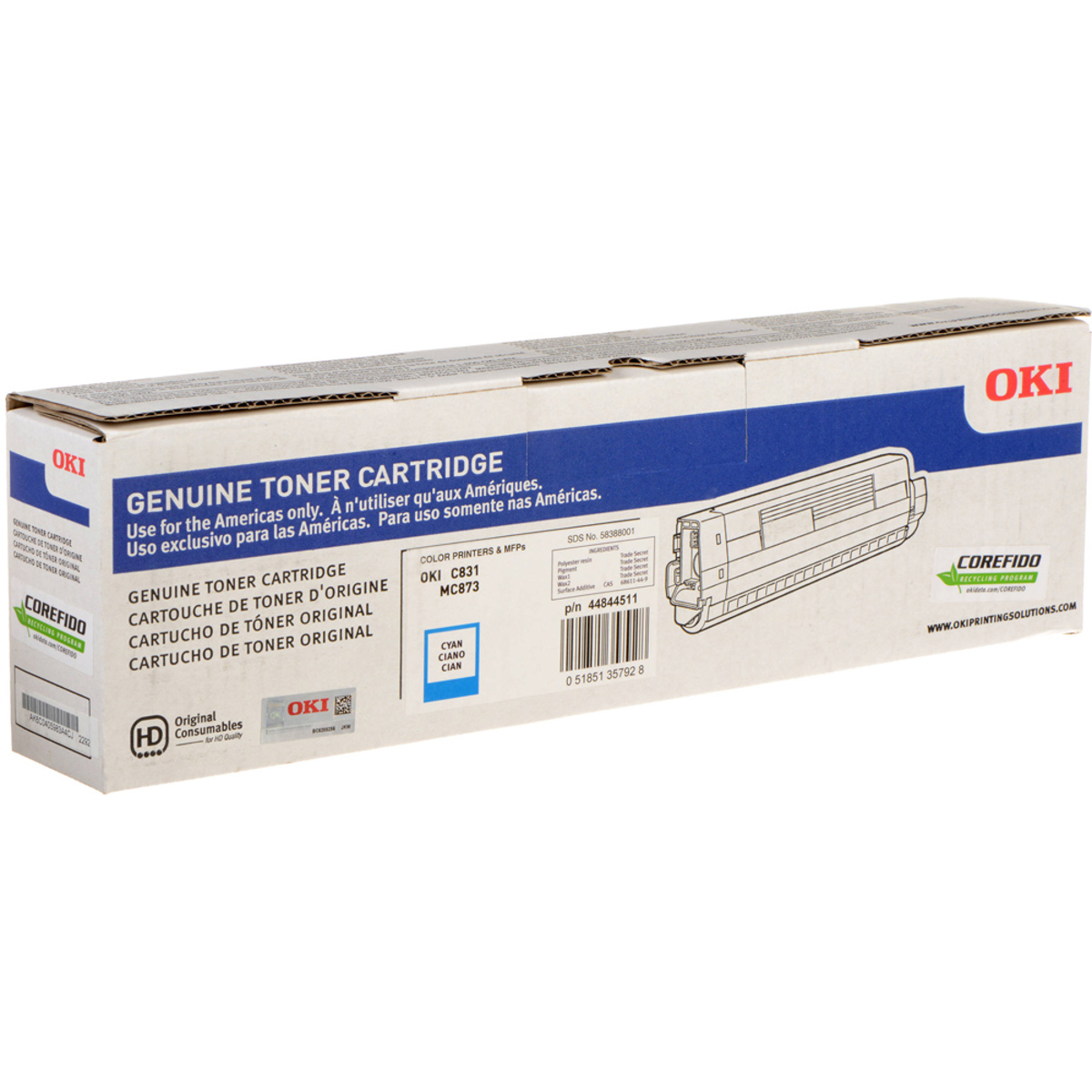 

OKI Data Cyan Toner Cartridge for C831 Series Printers, 10000 Pages Yield