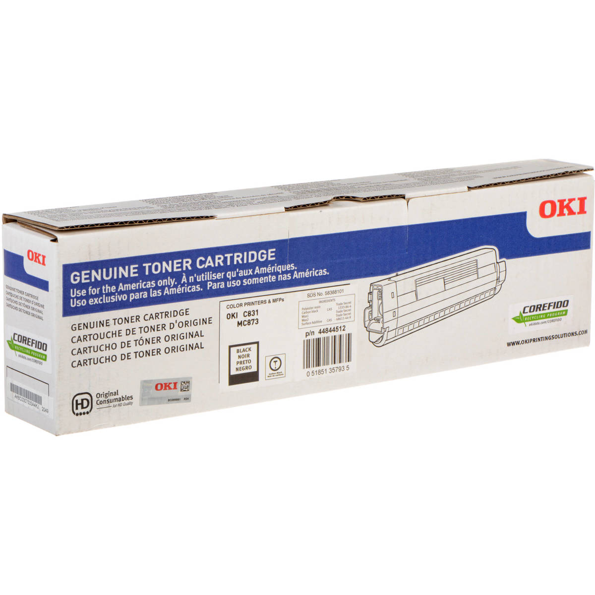 

OKI Data Black Toner Cartridge for C831 Series Printers, 10000 Pages Yield