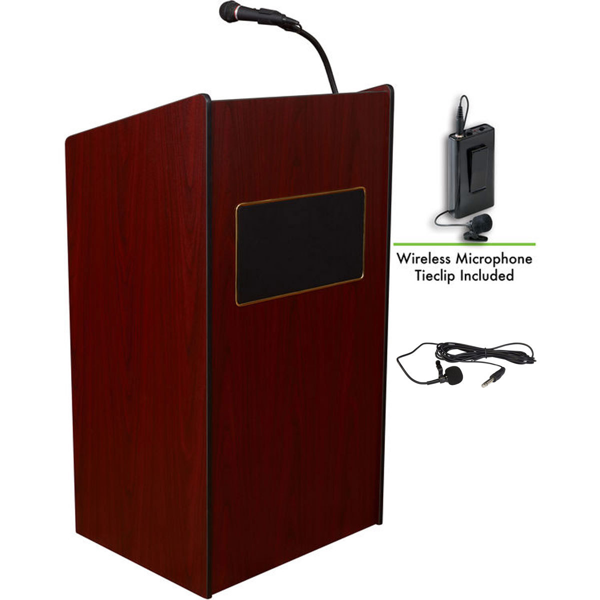 

Oklahoma Sound Aristocrat 6010 Lectern with Wireless Lavalier Mic, Mahogany