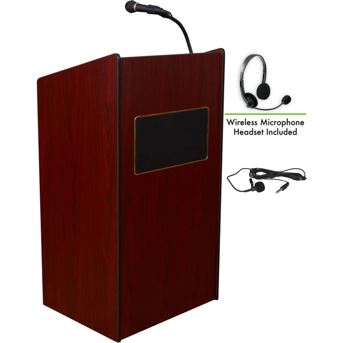 

Oklahoma Sound Aristocrat 6010 Lectern with Wireless Headset Mic, Mahogany