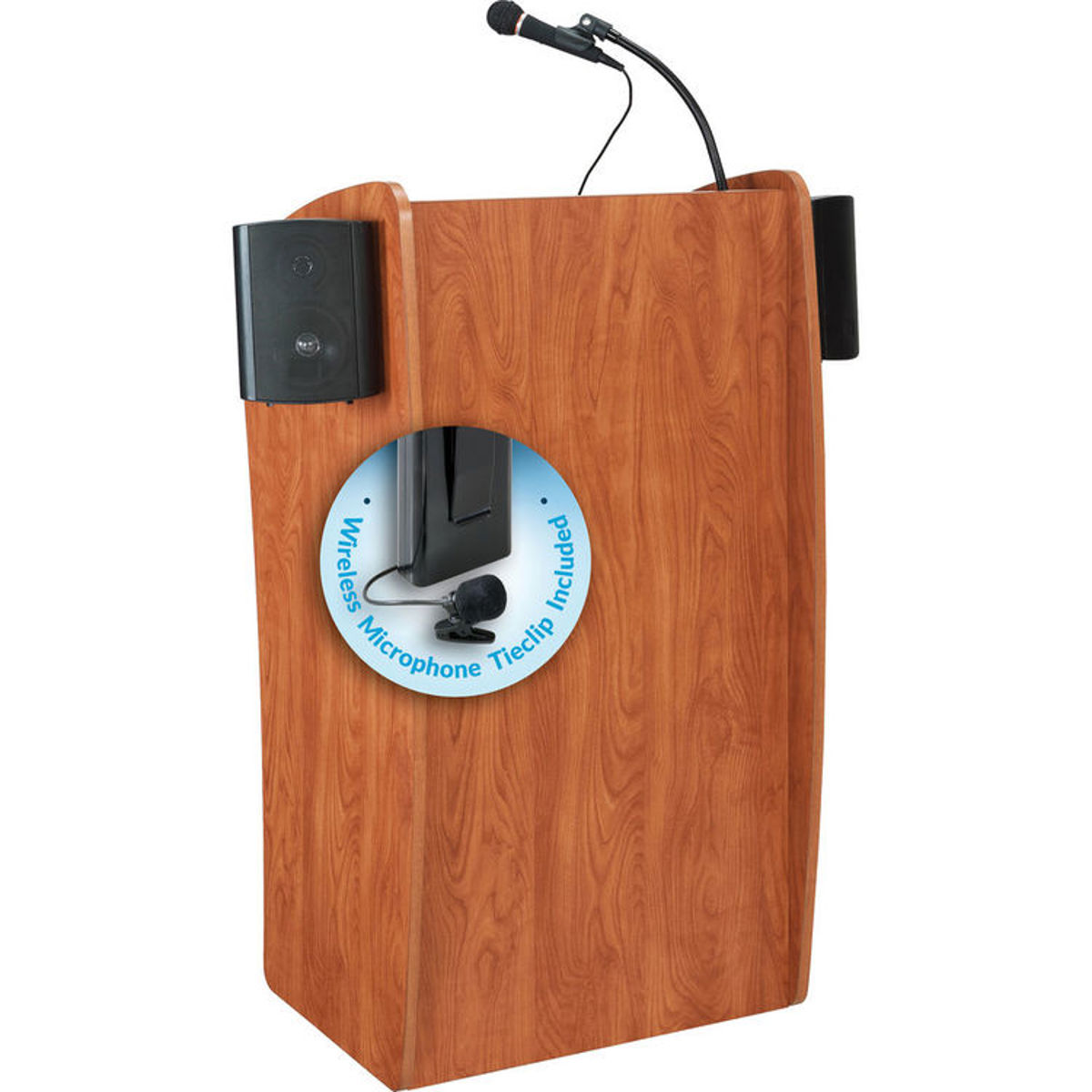 

Oklahoma Sound Vision 611-S Sound Lectern, Wireless Tie-Clip/Lavalier Mic,Cherry