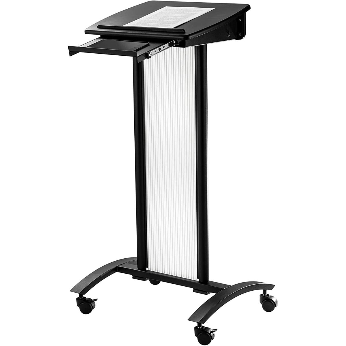 

Oklahoma Sound Conversation Lectern, Polycarbonate Panel, Freestanding, Black