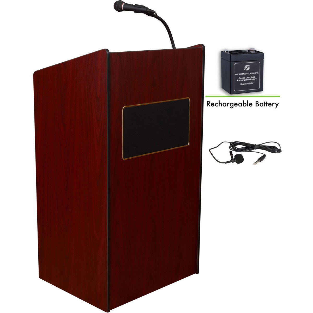 

Oklahoma Sound Aristocrat 6010 Lectern with Rechargeable Battery, Mahogany