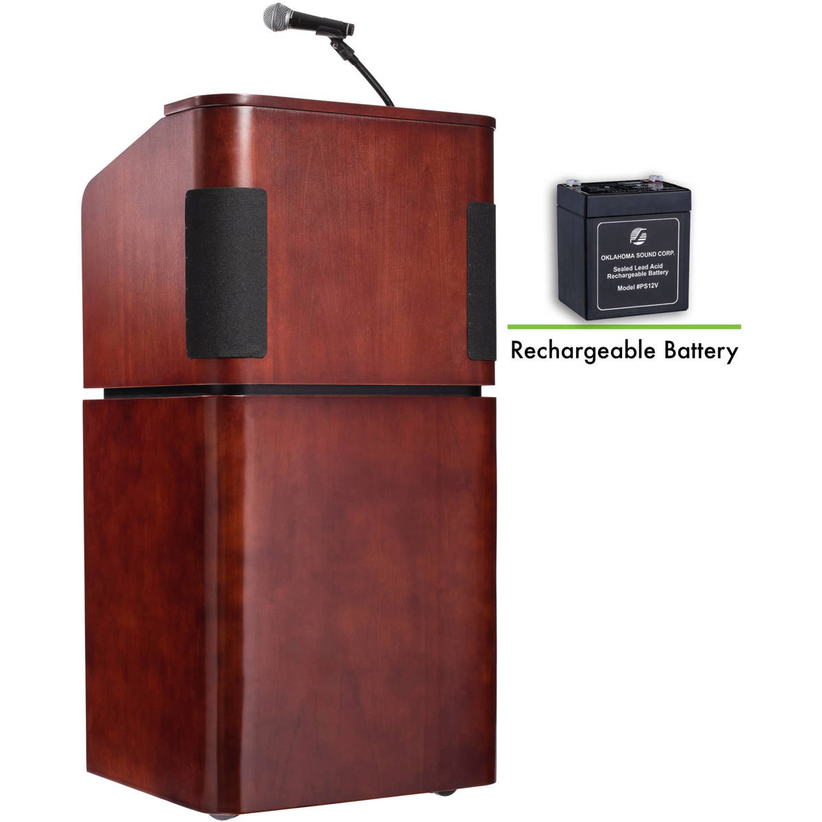

Oklahoma Sound Veneer 950/901 Sound Table Lectern,Base & Battery,Mahogany/Walnut