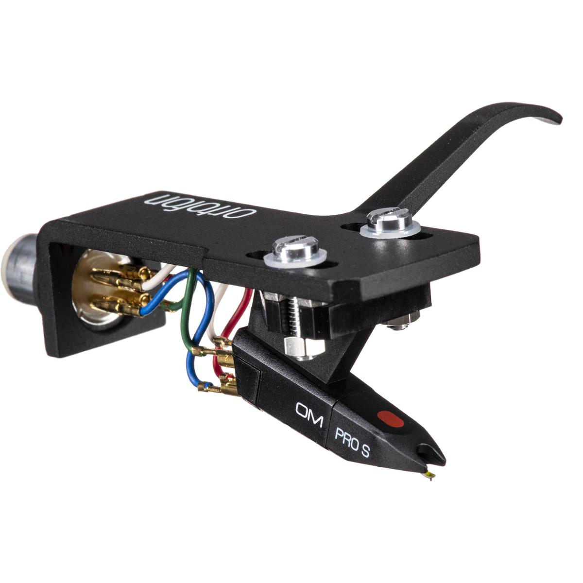 Image of Ortofon OM Pro S Cartridge with Stylus Pre-Mounted on SH-4 Black Headshell