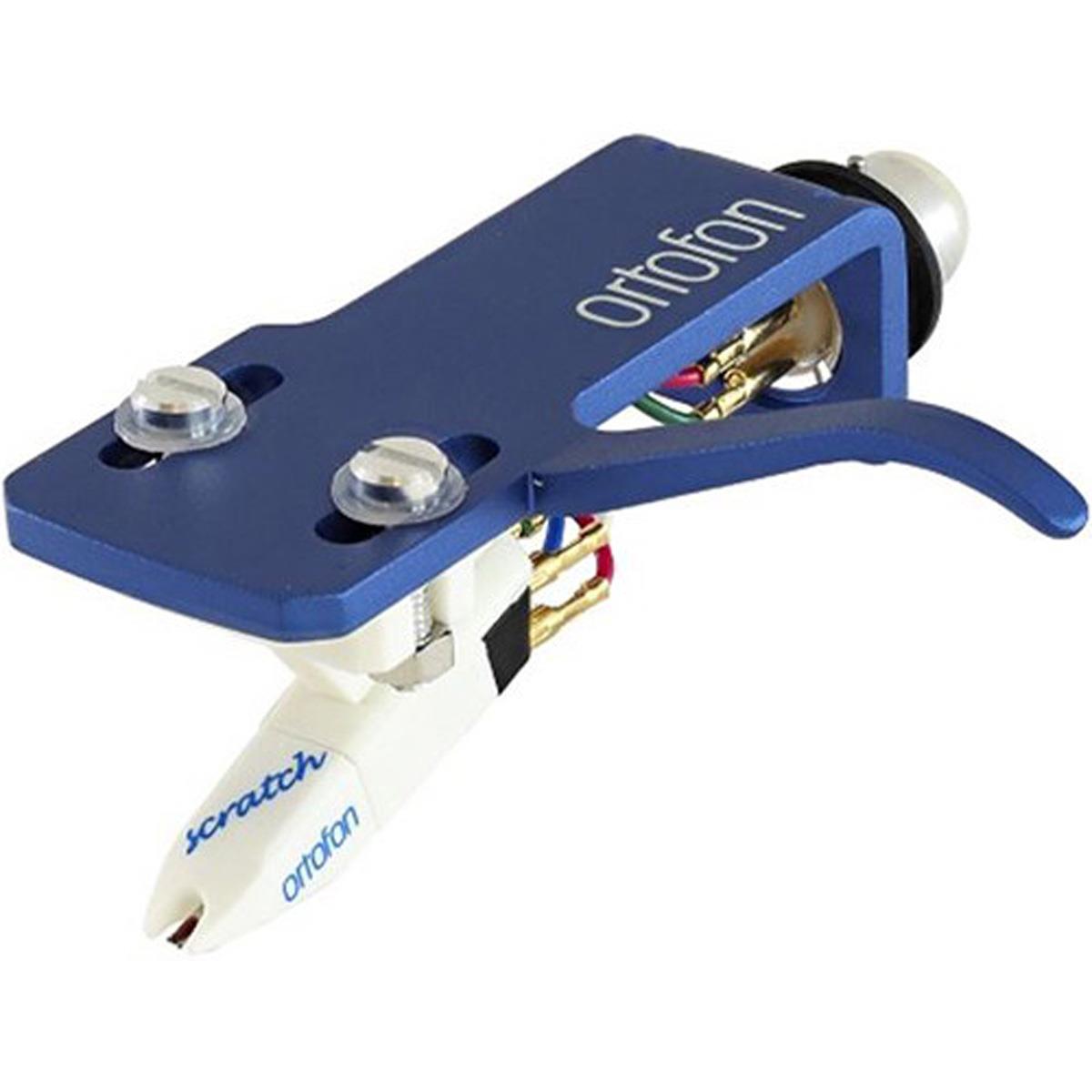 Image of Ortofon OM Scratch White Cartridge w/Stylus Pre-Mounted on SH-4 Blue Headshell