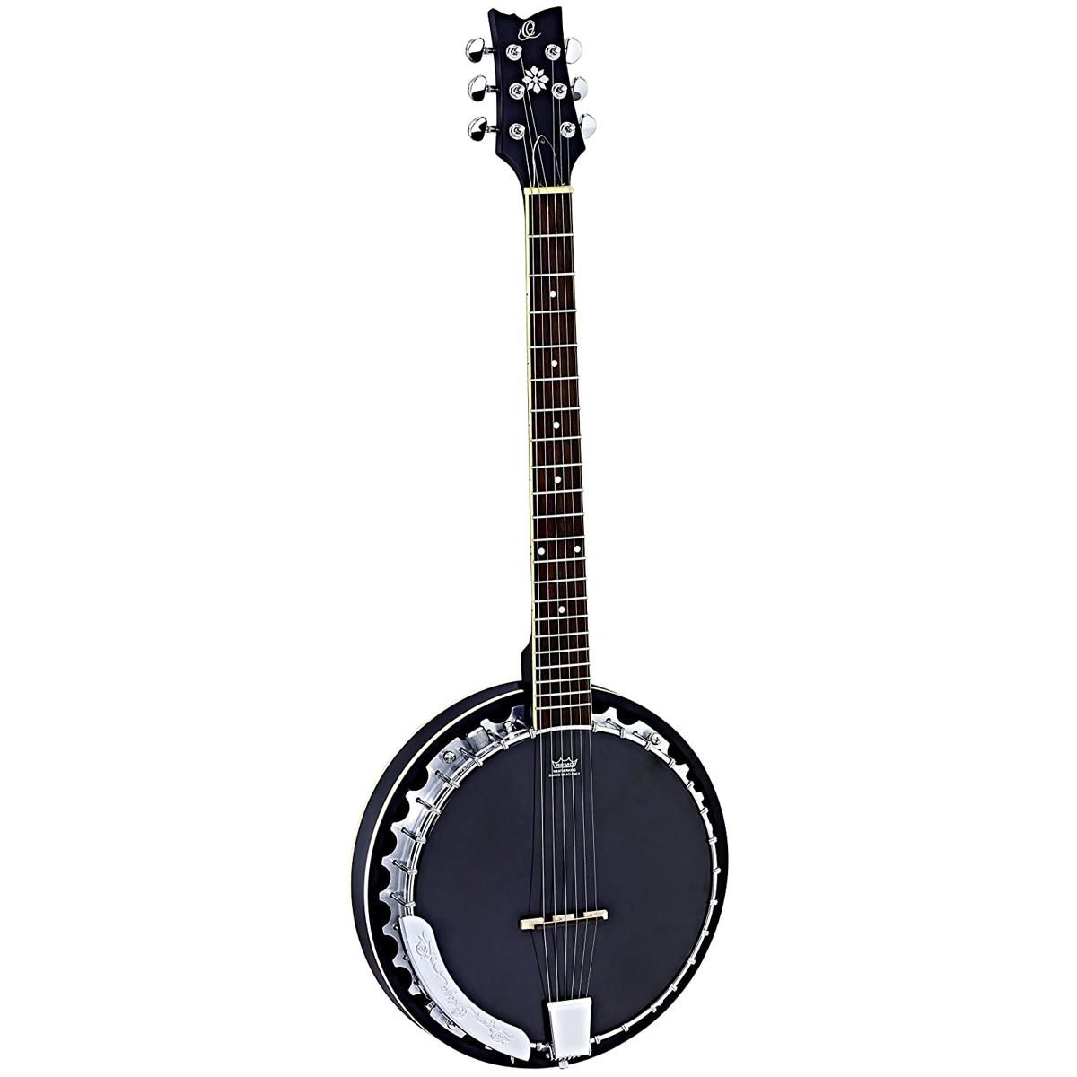 

Ortega Guitars OBJE350 Raven Passive Electronic Guitar Banjo, Black