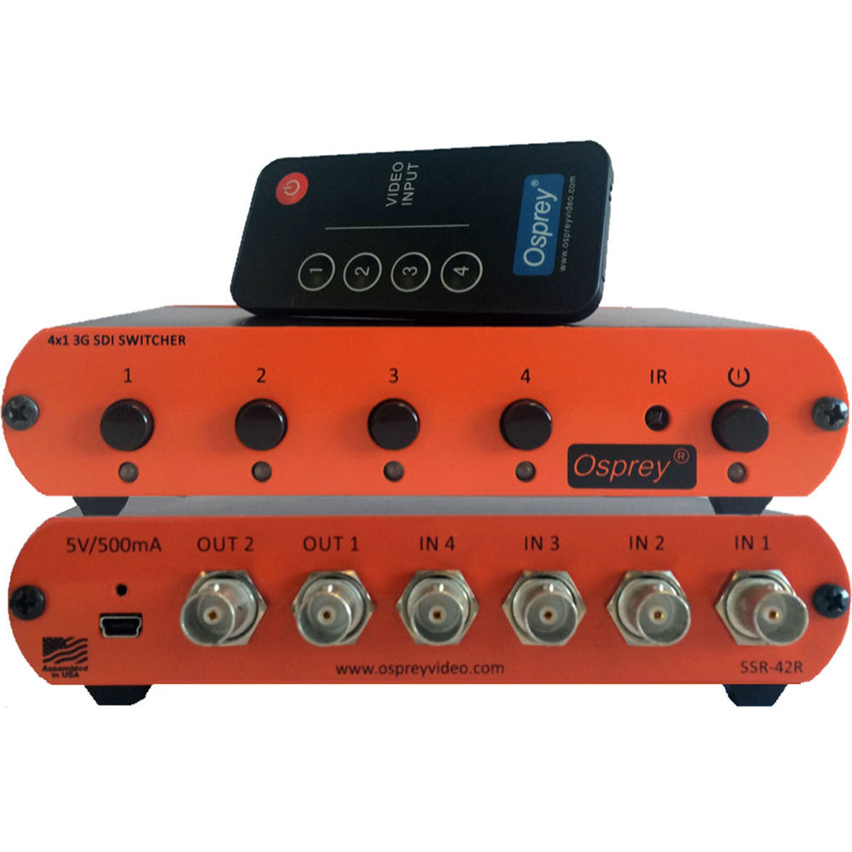 

Osprey Video SSR-42R 4:1 Reclocking Switcher for 3G/HD/SD-SDI and DVB-ASI Inputs