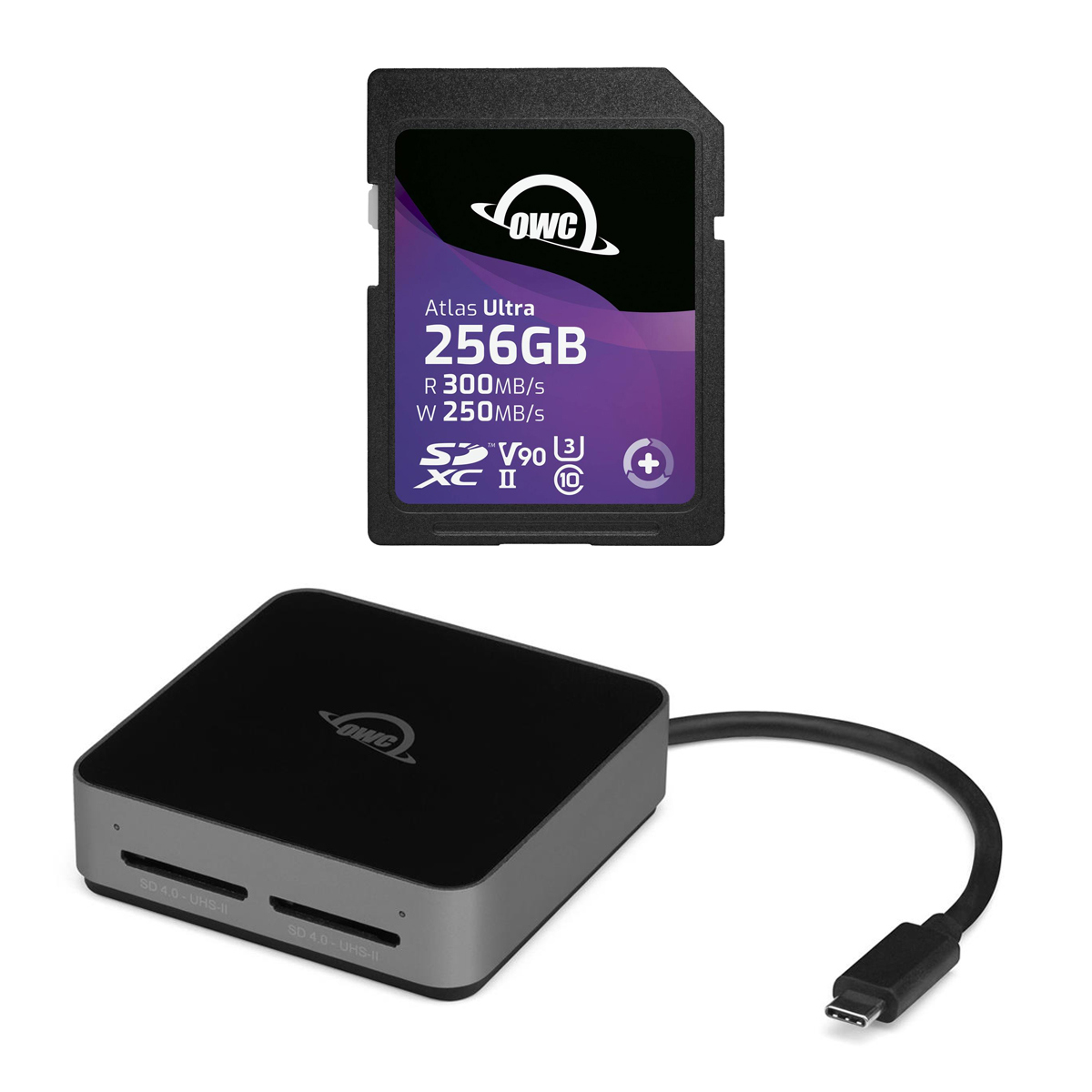 OWC / Other World Computing OWC Atlas Ultra 256GB SDXC UHS-II V90 Memory Card with Dual SD Card Reader -  OWCSDV90U0256 R
