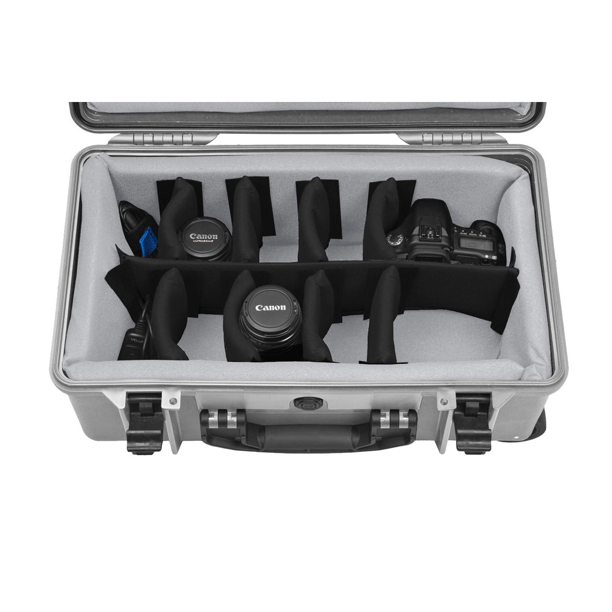 Porta Brace PB-2550DSLRP Wheeled Hard Case w/Premium Divider Kit,Silver Platinum