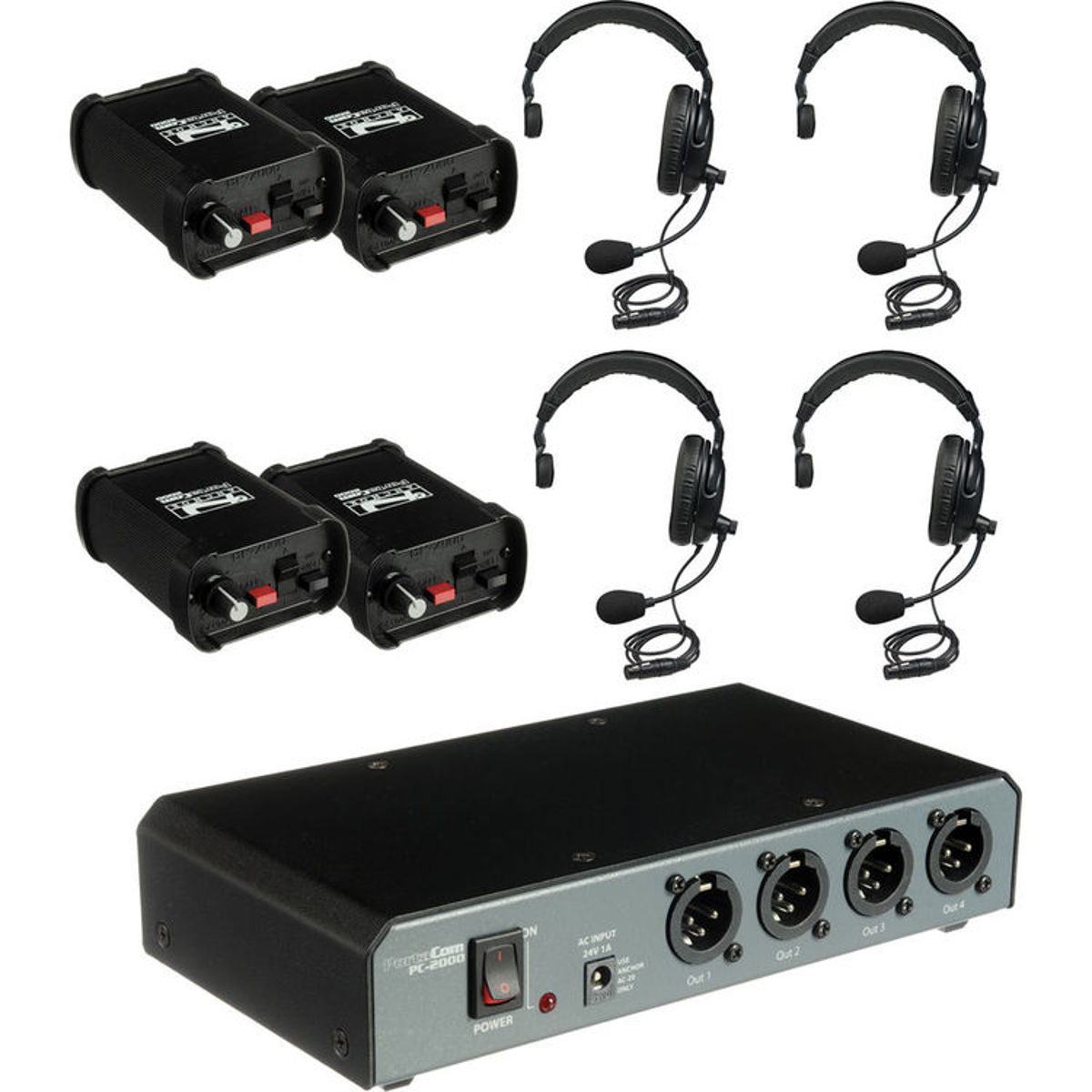 

Portacom PortaCom COM-40FC Four Single Headset 2-Ch Wired Intercom Package without Cables