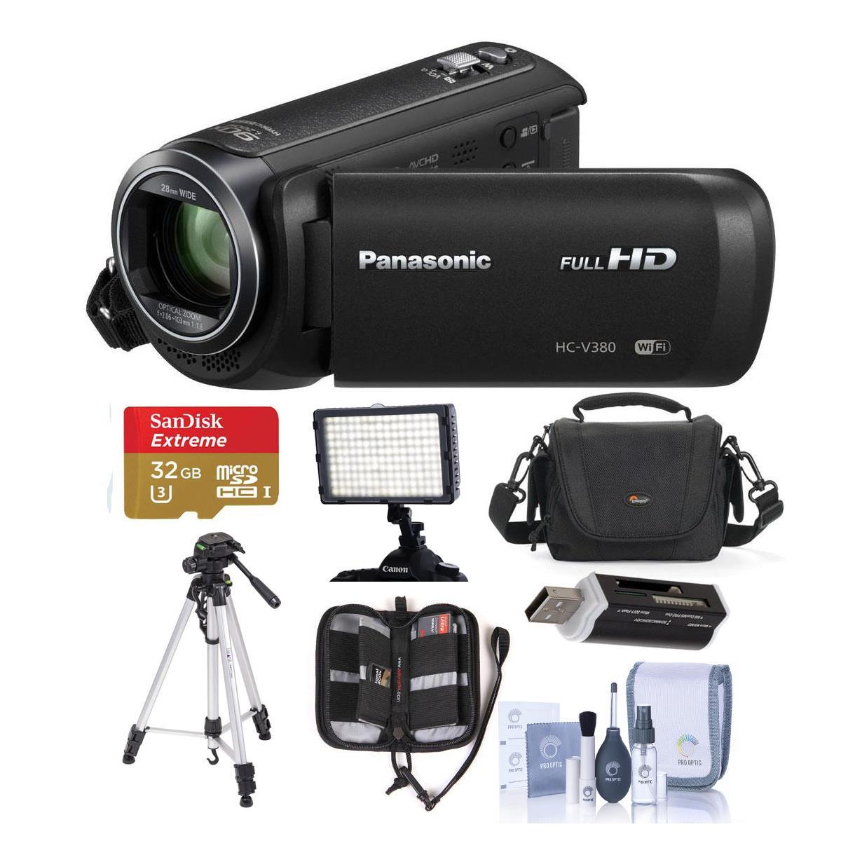 Panasonic HC-V380K Full HD Camcorder with Wi-Fi With Premium Accessory Bundle -  HC-V380K B