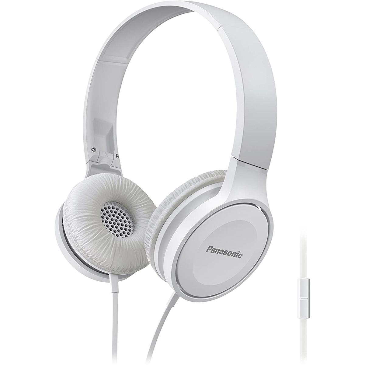 

Panasonic Lightweight On-Ear Headphones with Mic and Controller, White
