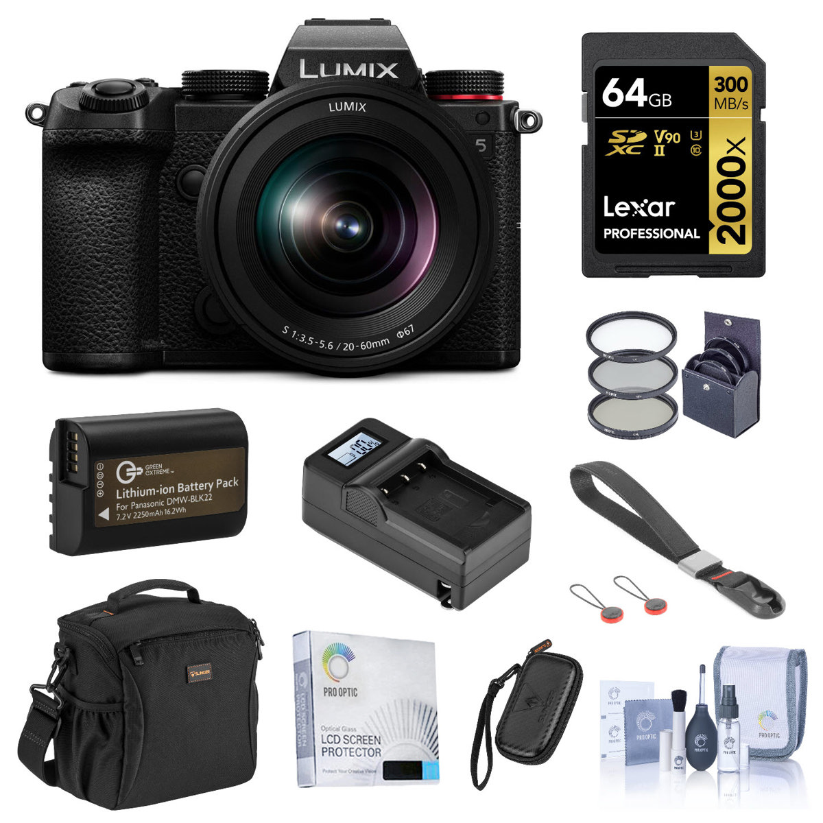 

Panasonic LUMIX DC-S5 Mirrorless Camera w/20-60mm Lens, Bundle w/Essentials Kit