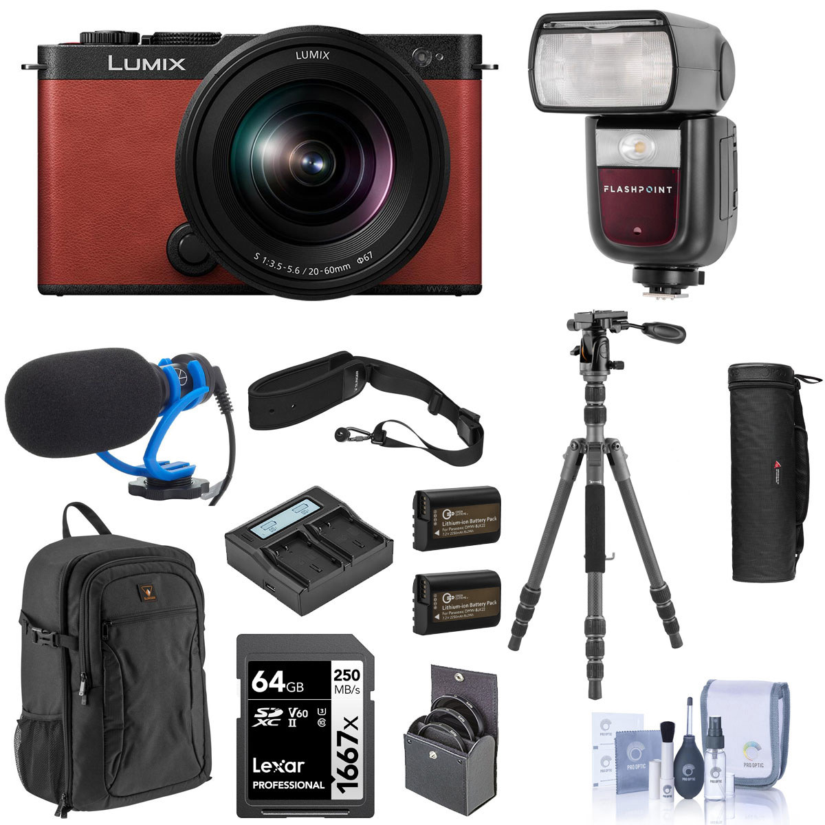 

Panasonic LUMIX S9 Camera w/LUMIX S 20-60mm f/3.5-5.6 Lens, Red, w/Complete Kit
