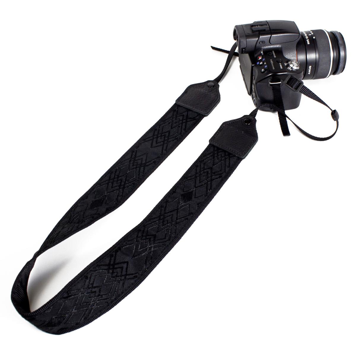 

Perri's Leathers CSJ-19 Jacquard Camera Strap, Black with Satin Diamond Stitch