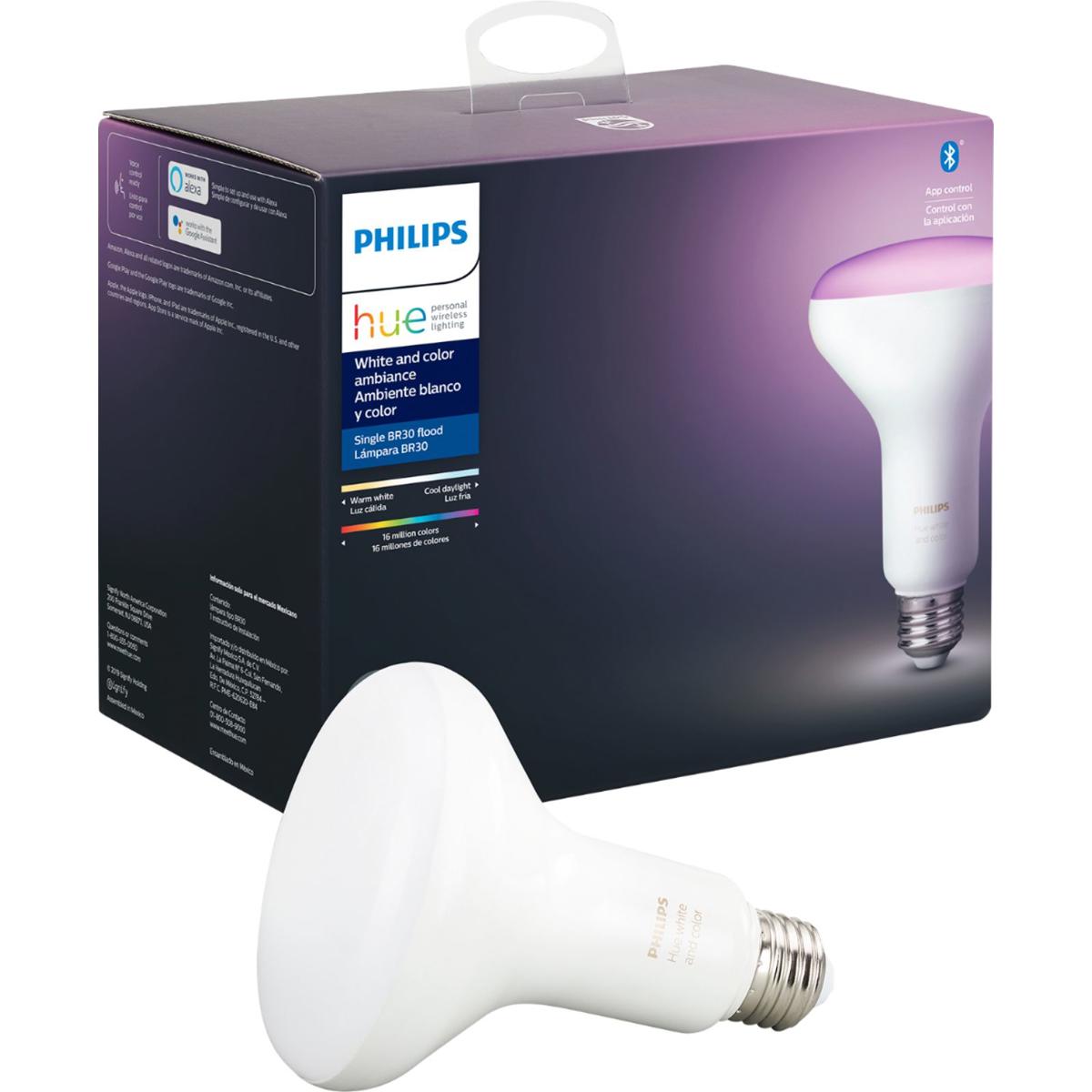 

Philips Hue White & Color Ambiance BR30 Bluetooth 65W Smart LED Bulb