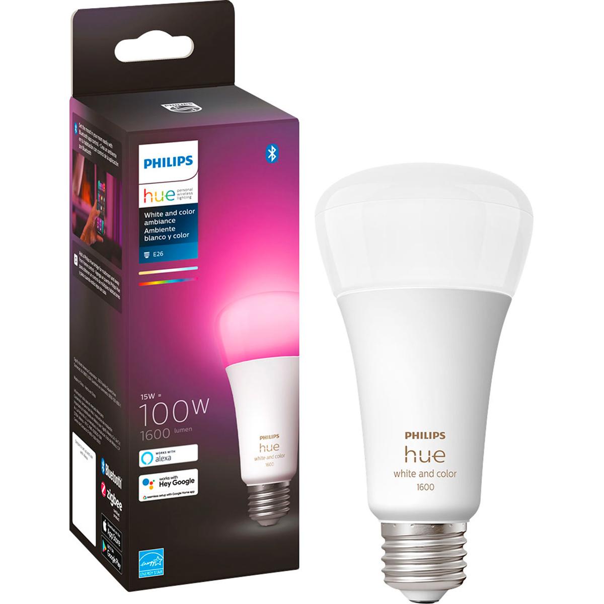 

Philips Hue White and Color Ambiance A21 Bluetooth 100W Smart LED Bulb
