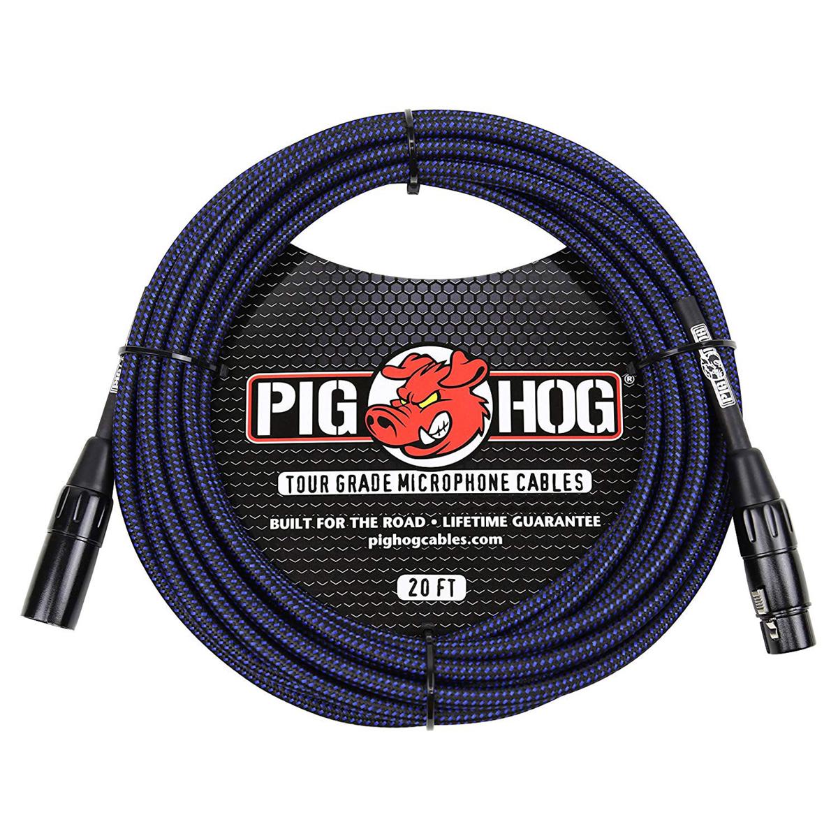 

Pig Hog 20' Woven Mic XLR to XLR Cable, Black & Blue