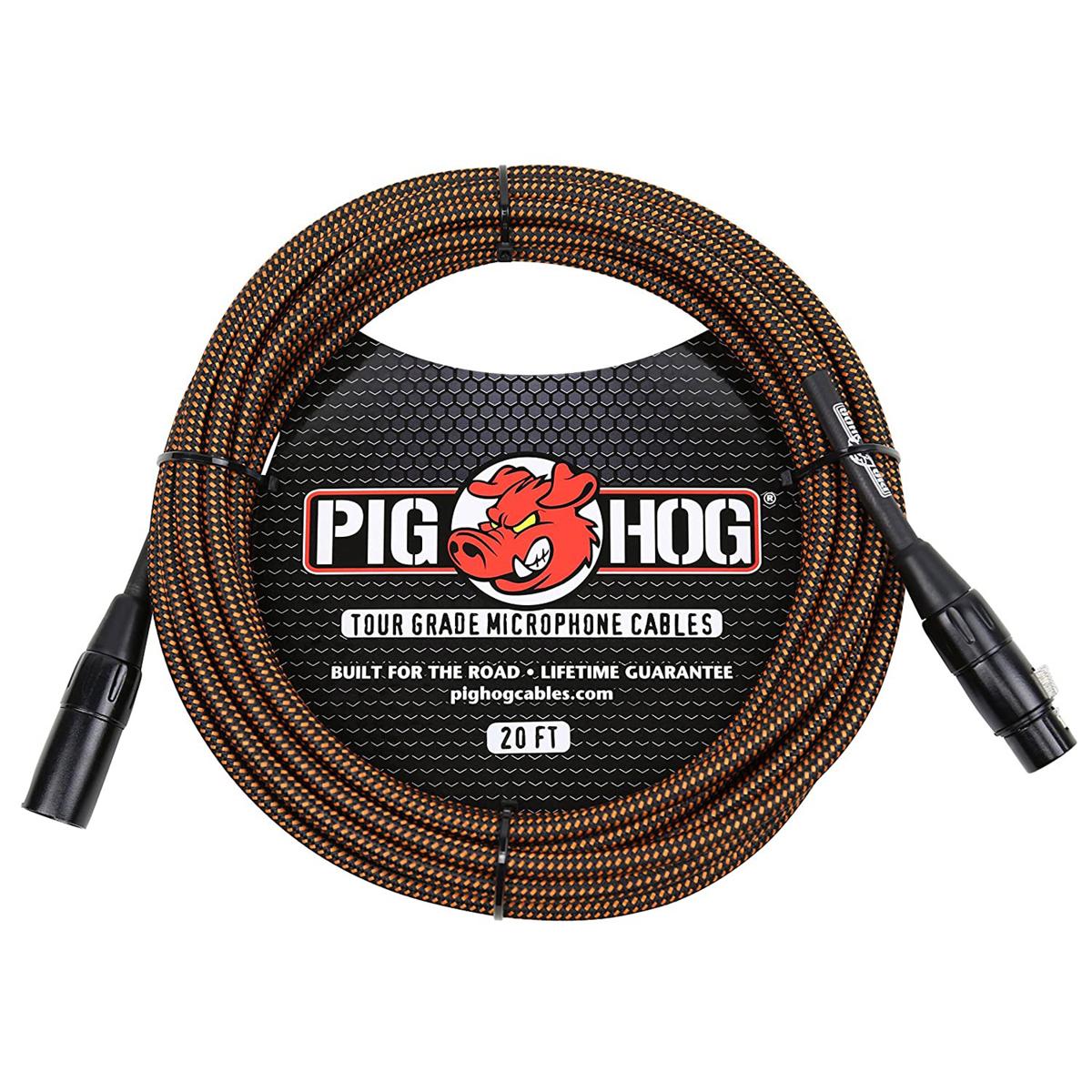

Pig Hog 20' Woven Mic XLR to XLR Cable, Black & Orange
