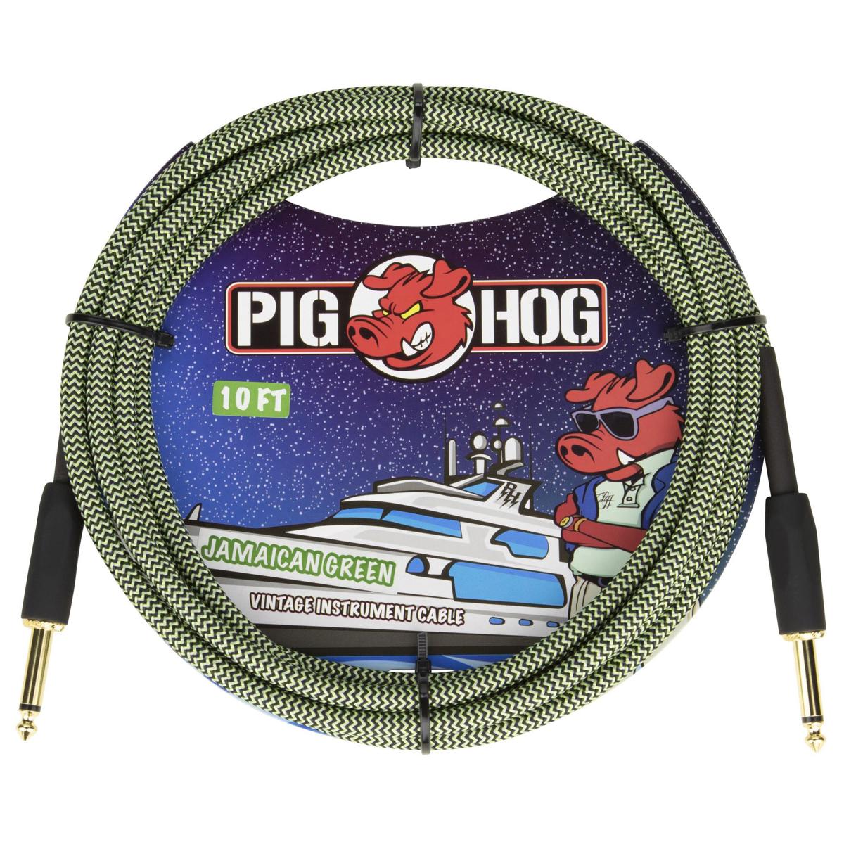 

Pig Hog 'Jamaican Green' Instrument Cable, Straight to Straight, 10'