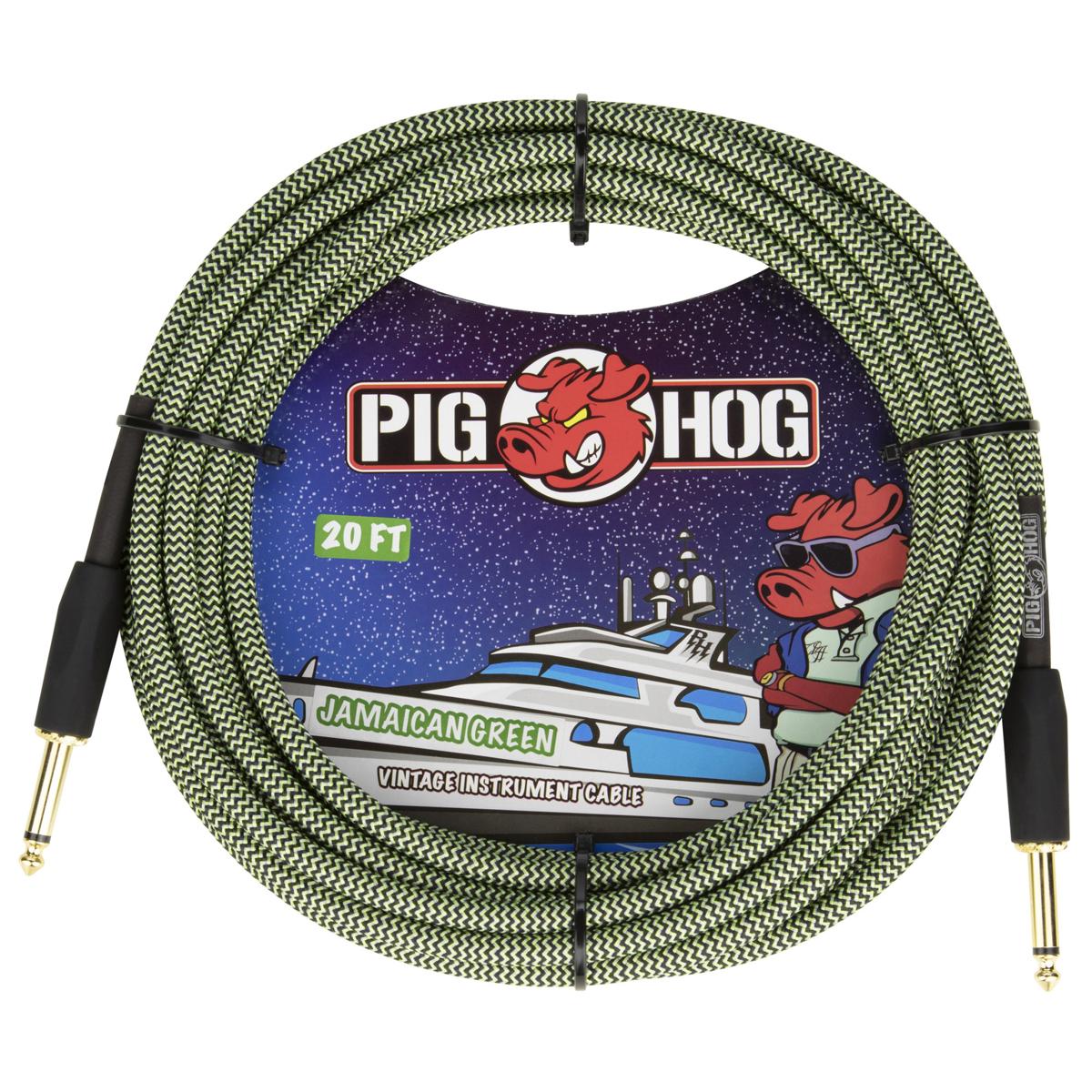 

Pig Hog 'Jamaican Green' Instrument Cable, Straight to Straight, 20'