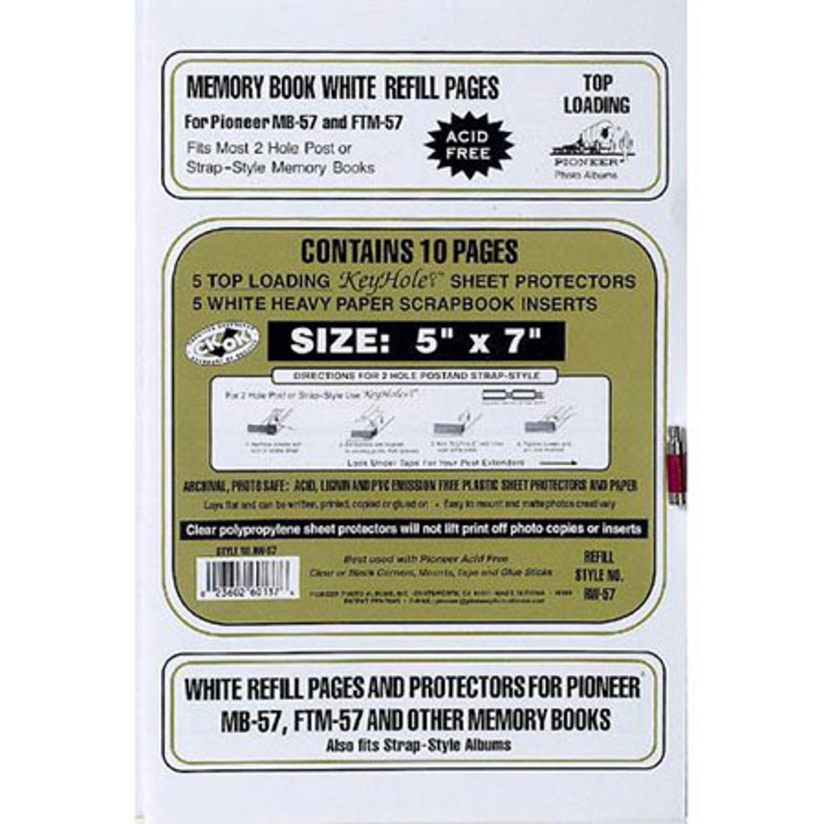 

Pioneer Photo Album Pioneer RW57 Deluxe E-Z Load Refill Pages 5x7 inch