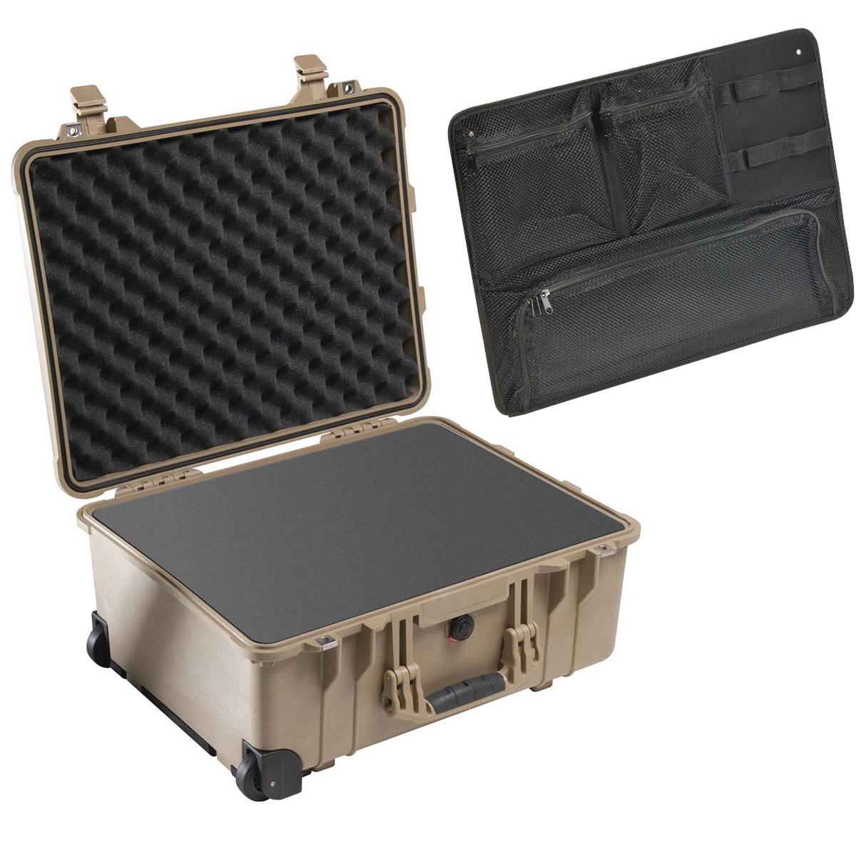 

Pelican 1560 Watertight Wheeled Hard Case with Foam, Tan, w/PC1569 Lid Organizer