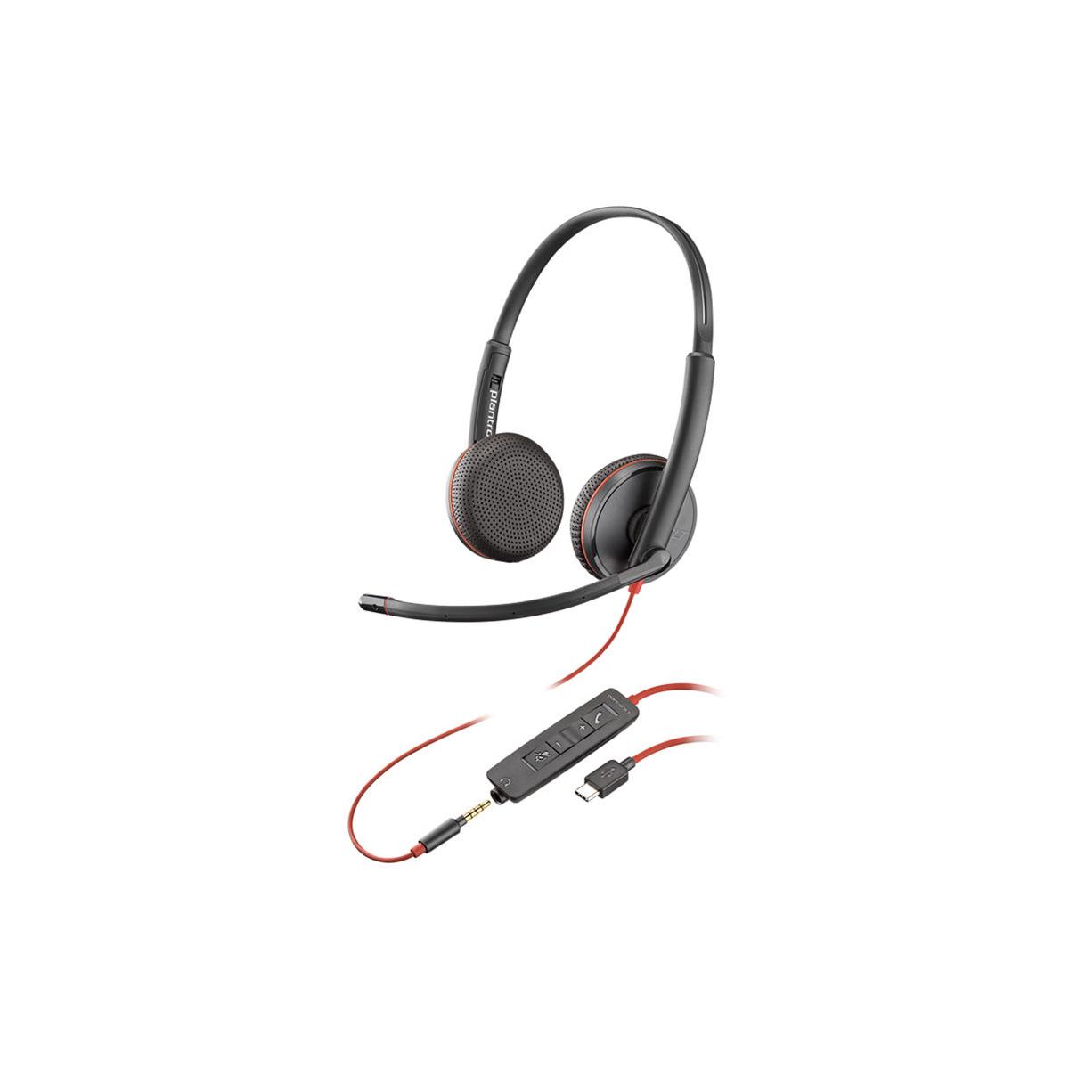 Image of Plantronics Blackwire C3225 USB Type-C Corded Stereo UC Headset with 3.5mm Jack