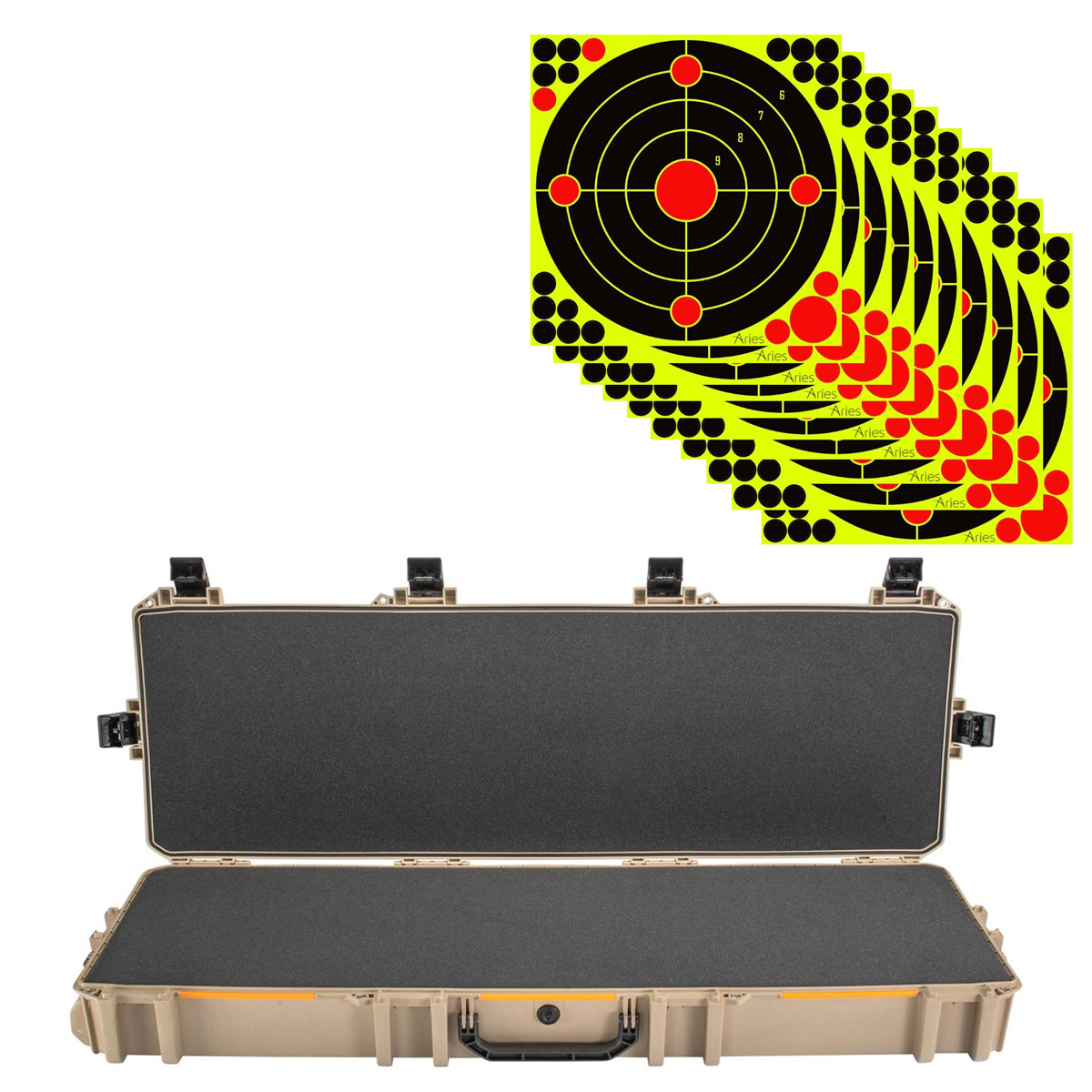 Pelican V800 Vault Double Scoped Rifle Case,Tan,w/12x12" Target Stickers,10-Pack
