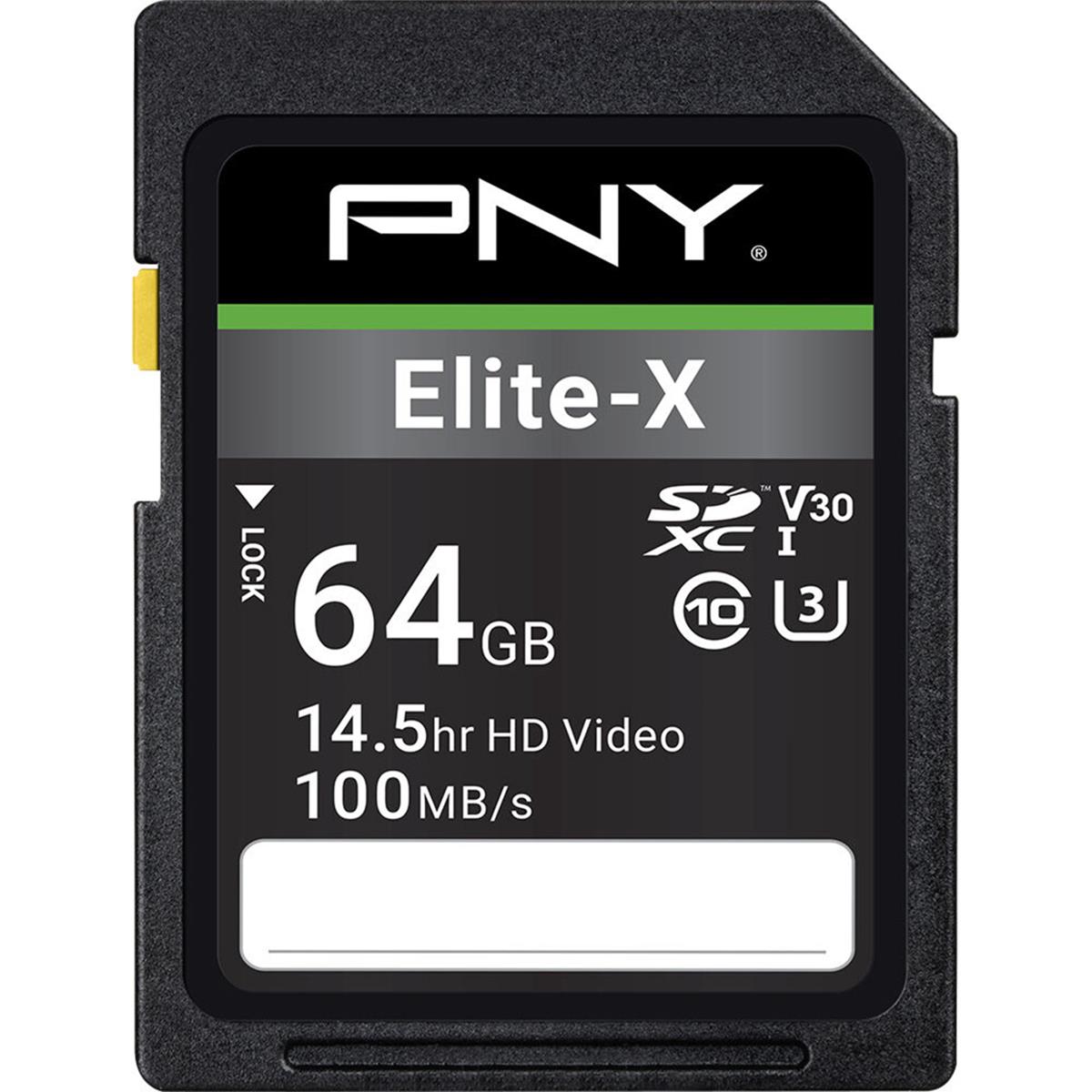 Image of PNY Technologies Elite-X 64GB Class 10 UHS-I SDXC Flash Memory Card