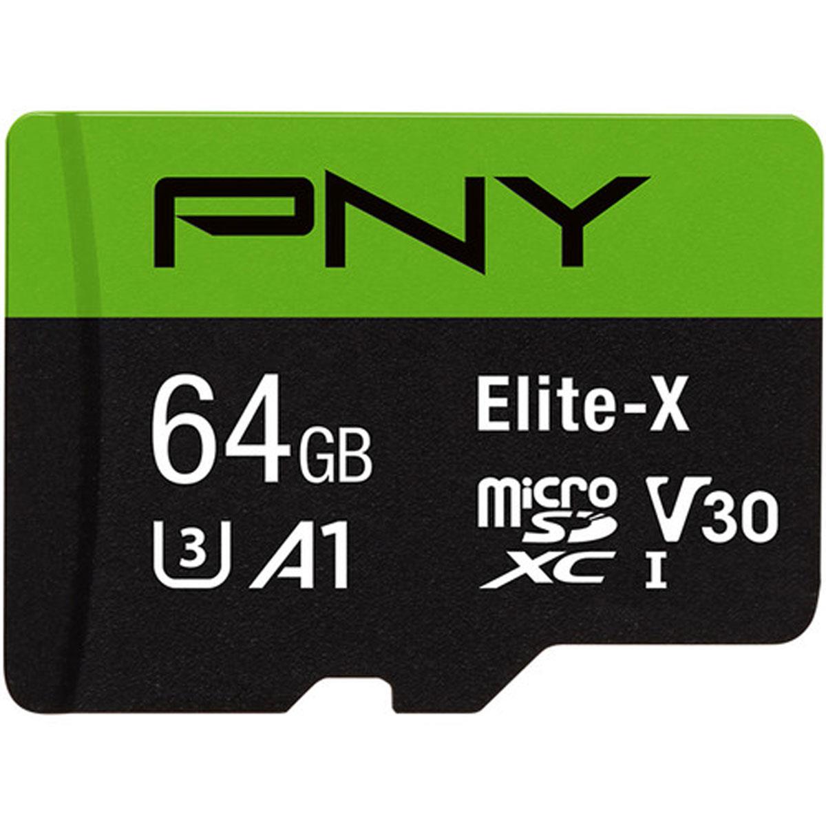 Image of PNY Technologies 64GB Elite-X microSDXC Class 10 UHS-I U3 Memory Card