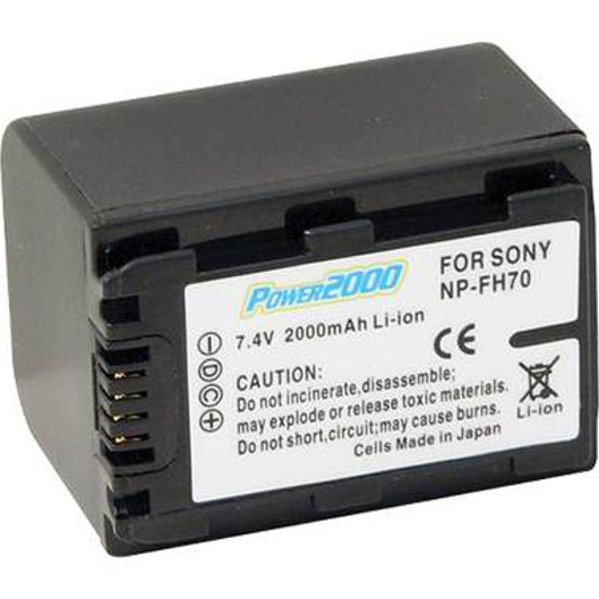 

Power2000 NP-FH70 7.4V 2000mAh Replacement Lithium-Ion Camcorder Battery