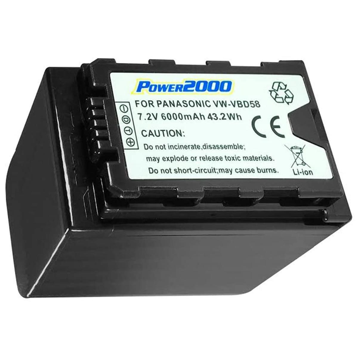 

Power2000 7.2V 6000mAh Battery for Panasonic VW-VBD58 Camcorder Battery