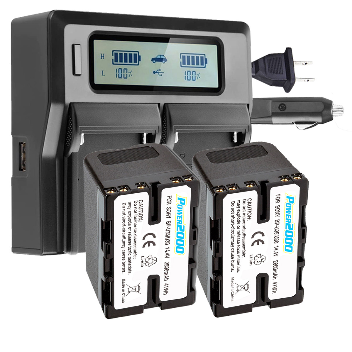 

Power2000 2x Sony BP-U35 2800mAh 41Wh Li-Ion Battery with Dual Bay LCD Charger