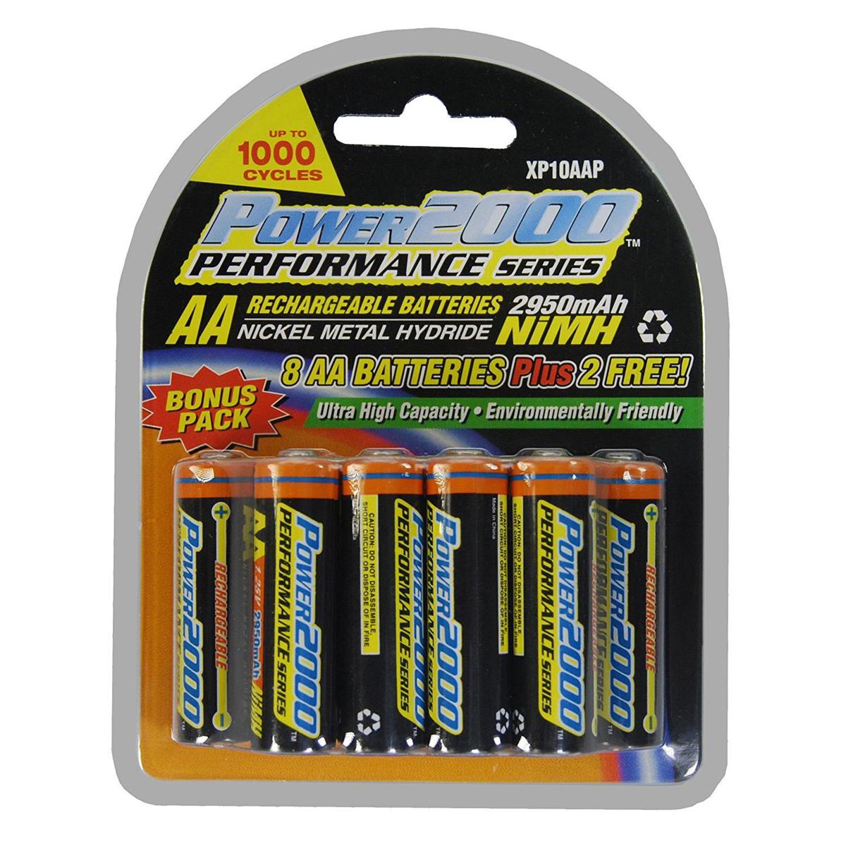 

Power2000 AA 1.2V 2950mAh Rechargeable Ni-MH Battery, 10-Pack