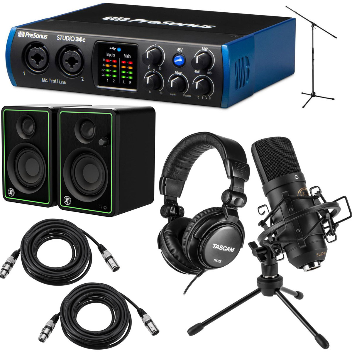 

PreSonus Studio 24c 2x2 USB Type-C Audio/MIDI Interface with Mic, Monitor & Acc.