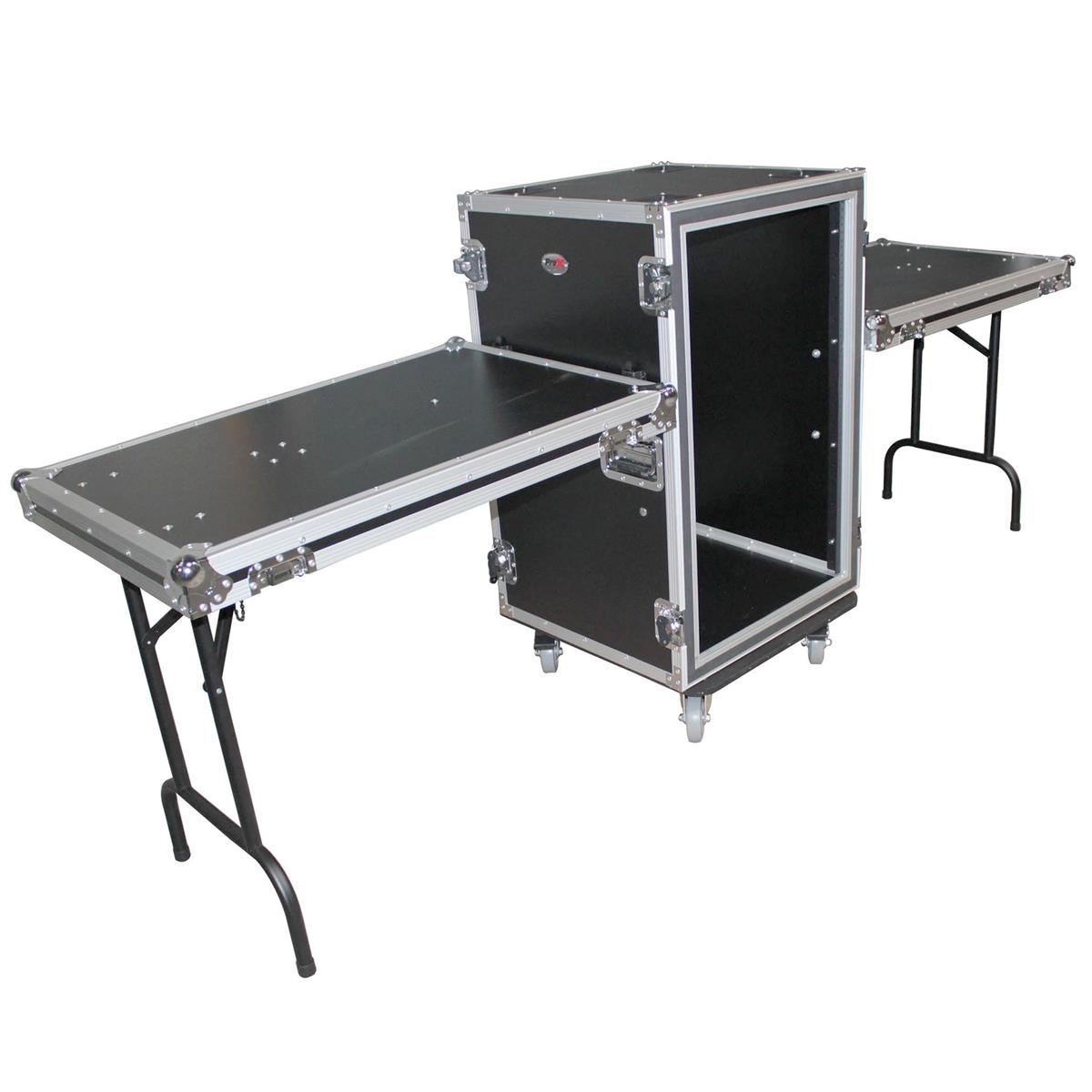 Image of ProX 18U Vertical Shockproof Amp Rack Case with Side Tables &amp; 4 Casters
