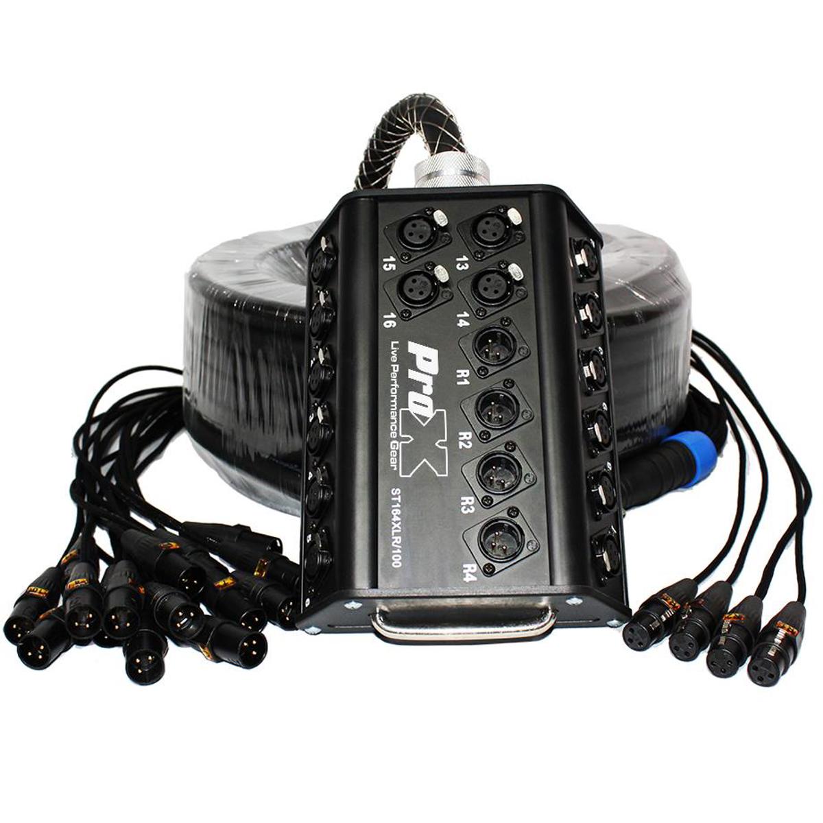 

ProX XC-SB164XLR100 100' 16 XLR-F Input to 4 XLR-M Return Stage Box Snake