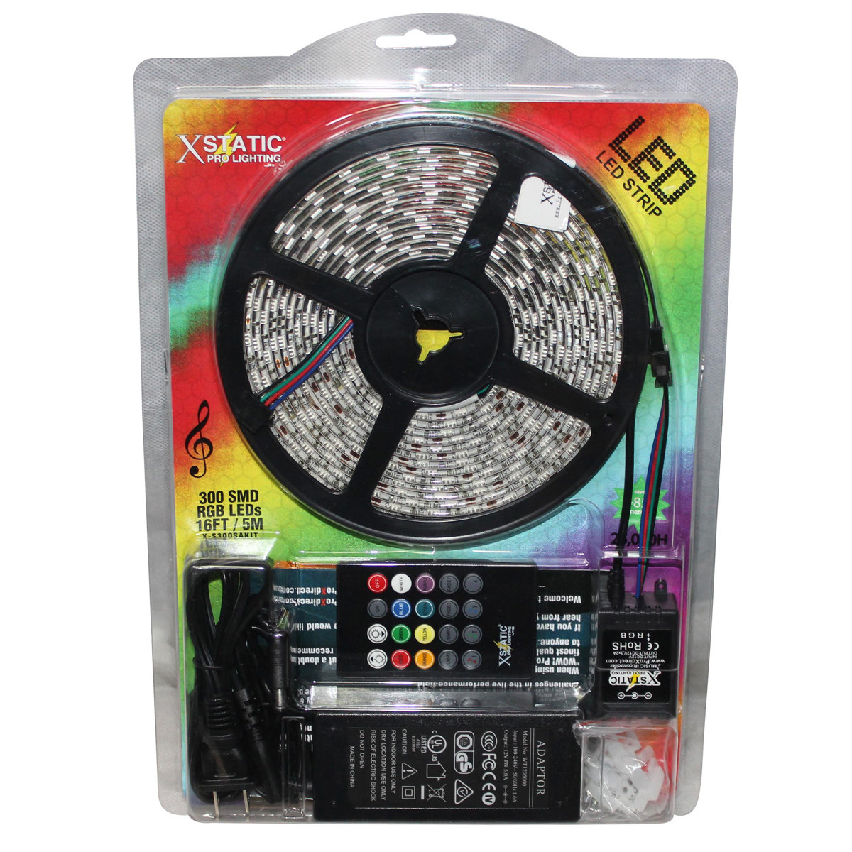 

ProX X-S300SAKIT 16.5' Xstatic 300 RGB LED Strip Kit, Sound Active IR Controller