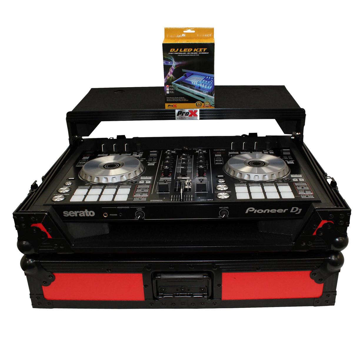 

ProX XS-DDJSR2LT Case for DDJ-SR2 Controller, Laptop Shelf, LED Kit,Black/Red